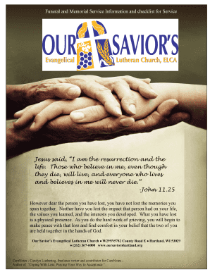 Funeral and Memorial Service Checklist
