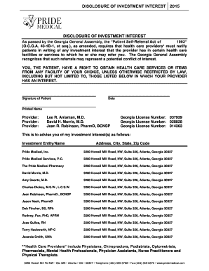 Disclosure of Investment Interest Form