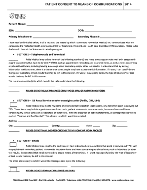 Patient Consent to Means of Communications