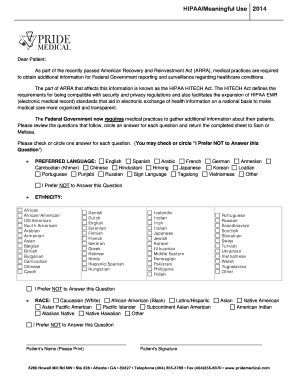 HIPAA HITECH Act Patient Information Form