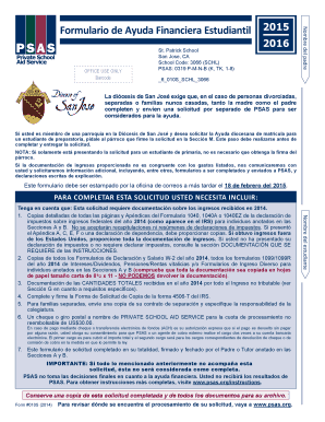 Formulario de Ayuda Financiera Estudiantil 2015