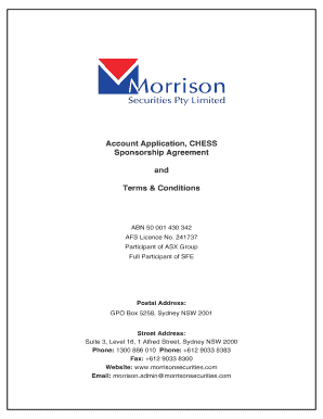 CHESS Sponsorship Agreement and Terms & Conditions