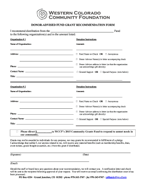 Donor-Advised Fund Grant Recommendation Form