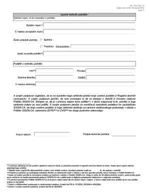 Izpolni skrbnik potrdila Sploni naziv ki bo naveden v