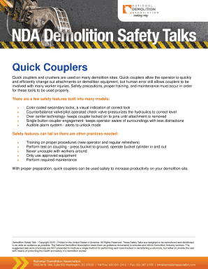 Quick Couplers Safety Meeting Form