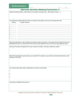 Student Bioethical Decision-Making Worksheet