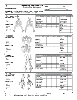 Upper Body Exam Form