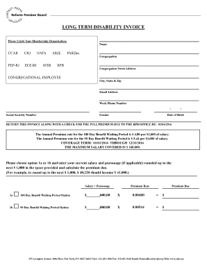 Long Term Disability Invoice