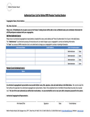 Authorized User List for Online RPB Pension Tracking System