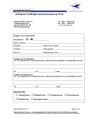 German Aero Club VVZ Application