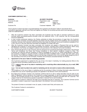 Customer Contract for Elion Services