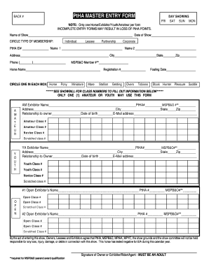 PtHA Master Entry Form