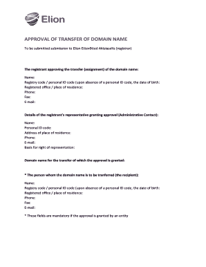 Approval of Domain Name Transfer