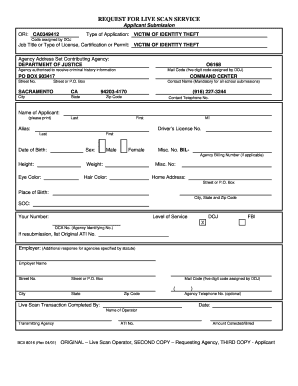 Request for Live Scan Service