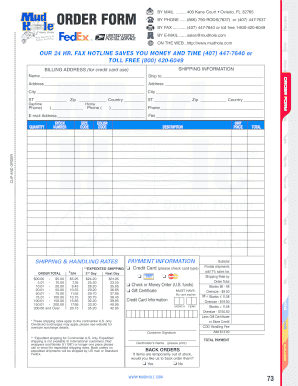 Mudhole Order Form