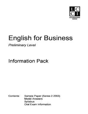 English for Business Preliminary Exam
