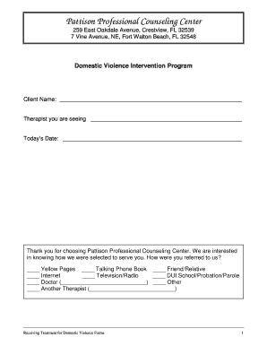 Domestic Violence Intervention Program Form
