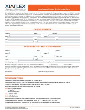 XIAFLEX Copay Savings Program Reimbursement Form