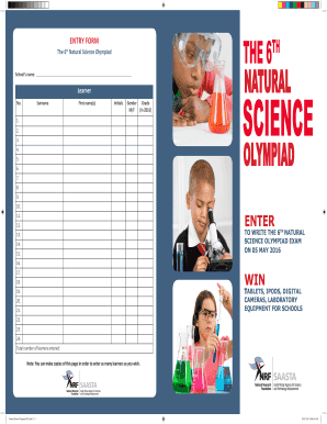 Natural Science Olympiad Entry Form