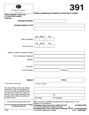 Notice of Auditor Removal