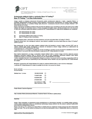 Base 10 Trading Lot Size Authorisation