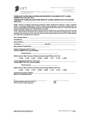 Transfer of Funds Release Form