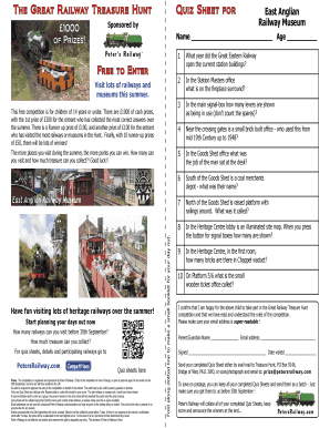 Great Railway Treasure Hunt Quiz Sheet