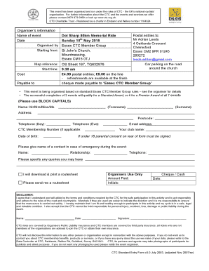 CTC Cycling Event Entry Form