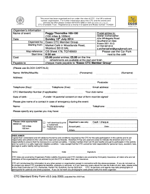 CTC Cycling Event Entry Form