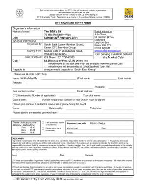 CTC Standard Entry Form