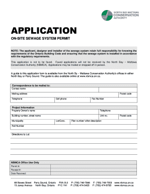 Ontario On-Site Sewage System Permit Application