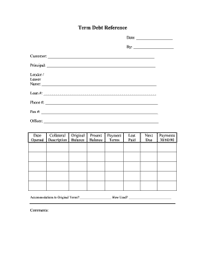 Term Debt Reference Form
