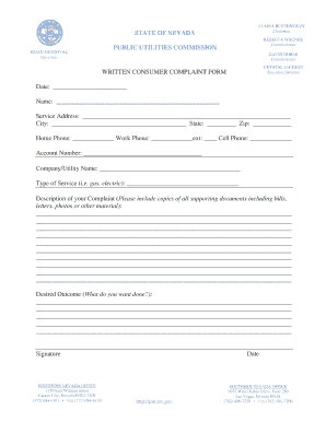 Nevada Consumer Complaint Form