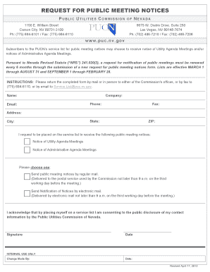 Request for Public Meeting Notices