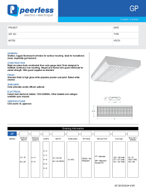Surface Mounted Fluorescent Luminaire Specification Sheet