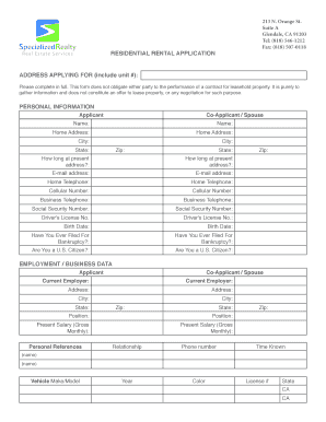 Residential Rental Application