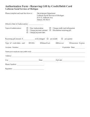 Recurring Gift Authorization Form