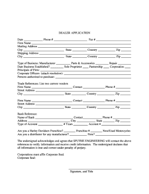 Dealer Application Form