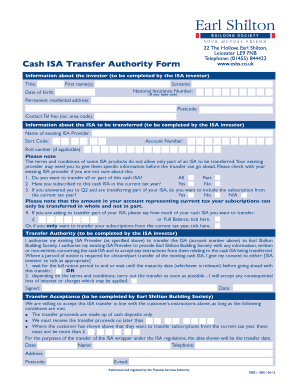 UK Cash ISA Transfer Form