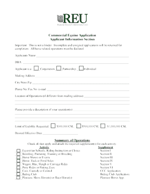 Horse Premise Insurance Application
