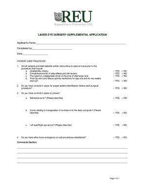 Laser Eye Surgery Supplemental Application