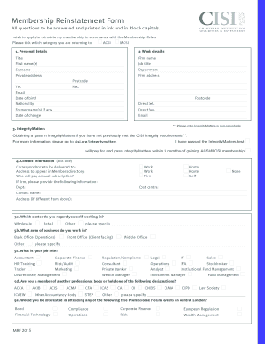 Membership Reinstatement Form