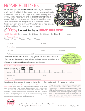 Home Builder Club Membership Form