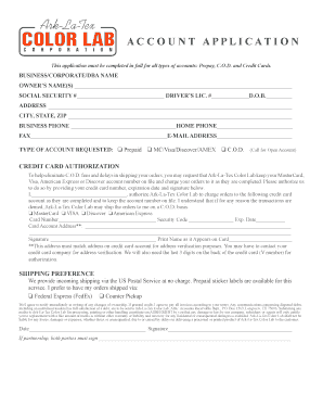 Account Application Form