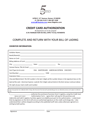 Credit Card Authorization Form