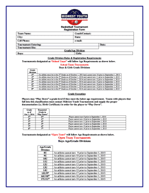 Basketball Tournament Registration Form