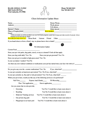 Client Information Update Sheet