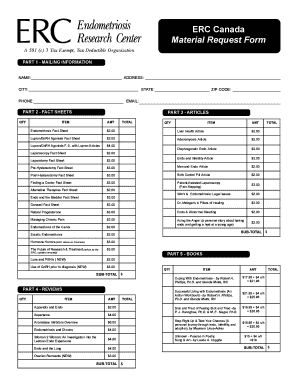 ERC Canada Material Request Form