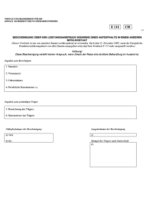BESCHEINIGUNG ÜBER DEN LEISTUNGSANSPRUCH WÄHREND EINES AUFENTHALTS IN EINEM ANDEREN MITGLIEDSTAAT