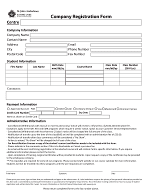 St John Ambulance Registration Form